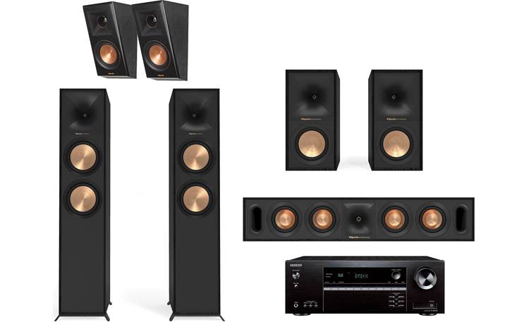 Klipsch Reference 5.0.2 Bundle Dolby Atmos® home theater speaker system  with Onkyo TX-NR5100 A/V receiver at Crutchfield