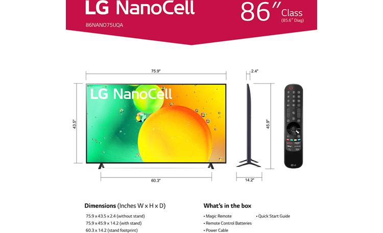 LG 86NANO75UQA 86 NanoCell 75 Series Smart 4K UHD TV With HDR At 