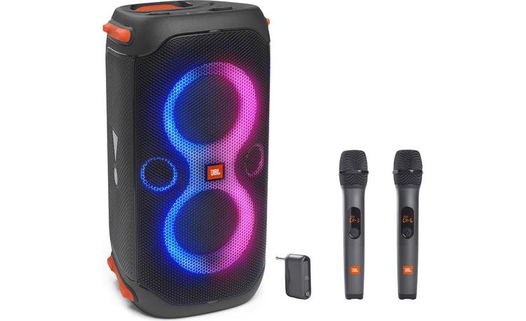 deletrear Apoyarse Barrio JBL PartyBox 110 with 2 JBL Wireless Mics Portable Bluetooth® speaker with  2 compatible wireless microphones at Crutchfield