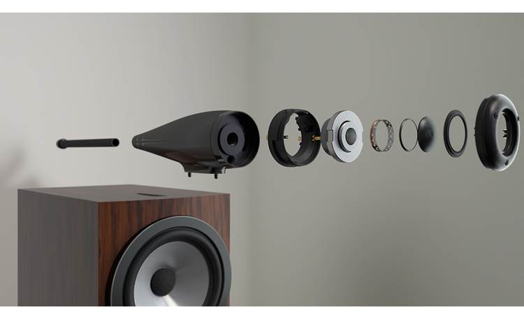 Bowers & Wilkins 705 S3 Exploded view of the innovative Decoupled Carbon Dome™ tweeter in top-mounted housing