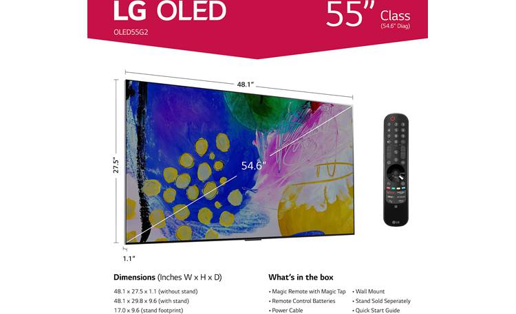LG OLED55G2PUA Dimensions