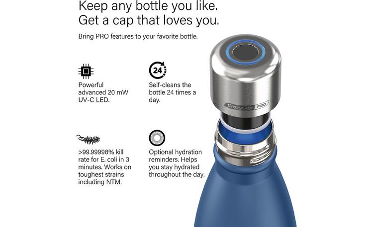 WAATR CrazyCap Pro (Cap Only) UV sterilizing water bottle cap at