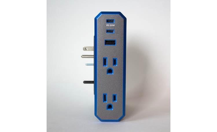 Austere V Series Power Side view, showing two AC outlets and the three USB charging ports