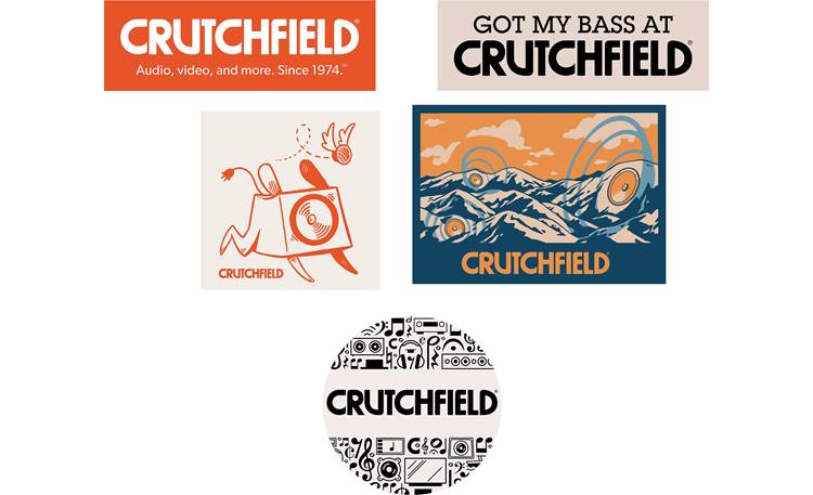 Crutchfield Sticker Bundle 5 Stickers (Tan, Red, Navy) at Crutchfield