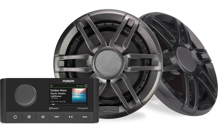 Fusion MS-RA210KCW (Sport speaker grilles) Marine audio package: Includes  MS-RA210 digital media receiver (does not play CDs) and two 6-1/2