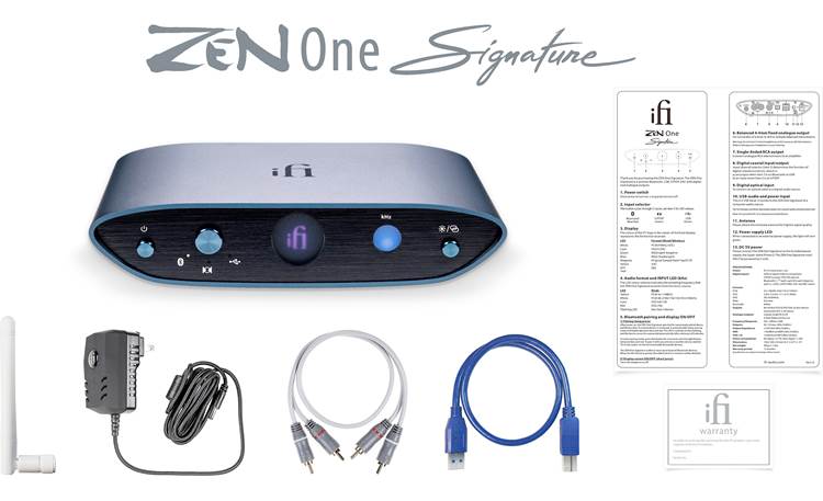 Zen One Signature The Zen One Signature includes a pair of unbalanced RCA cables and a USB Type-A to Type-B cable