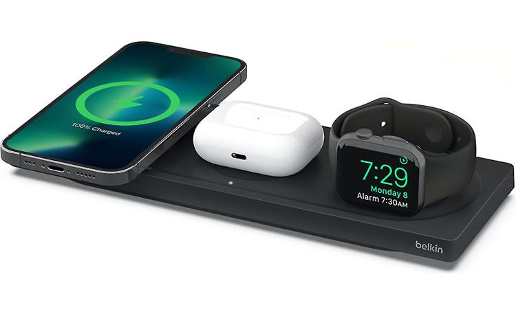 Belkin BOOST↑CHARGE PRO 3-in-1 (Black) Wireless Charging Pad with MagSafe  for Apple iPhone® 12/13, Apple Watch®, and Apple AirPods® at Crutchfield