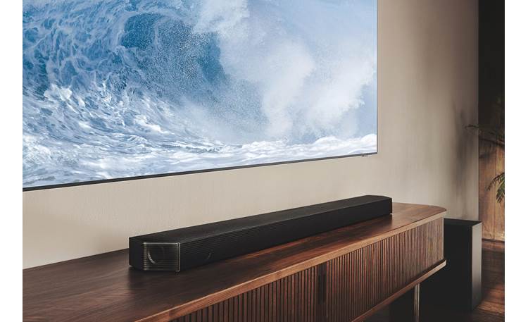 Samsung QN65QN800B Q-Symphony lets the TV's speakers harmonize with compatible Samsung sound bars (sold separately)