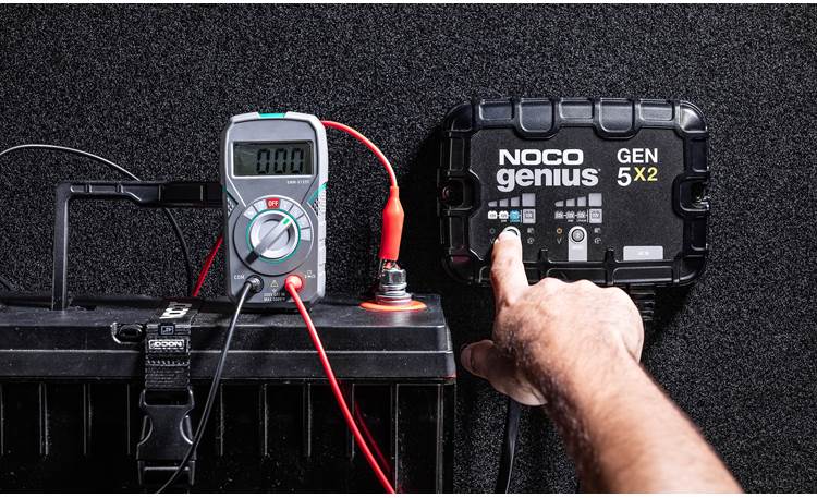 NOCO GEN5X2 Controls include settings for type of battery and charging mode (battery, multimeter, and right arm not included)