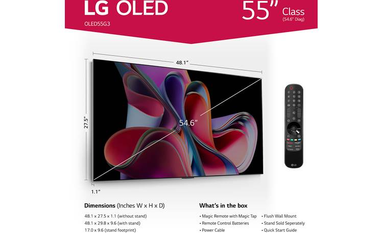 LG OLED55G3PUA Dimensions
