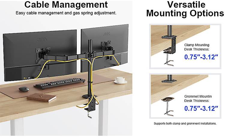 ErgoAV ERDAS2-01B Cable management and mounting options