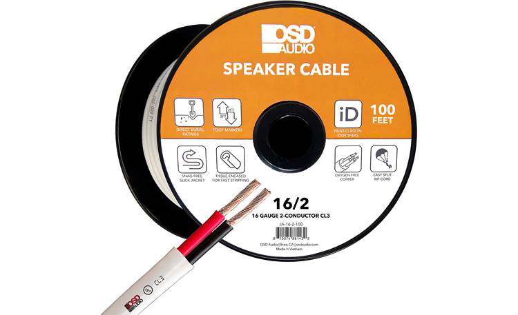 16/2 Speaker Cable 500', CL3 Rated - White