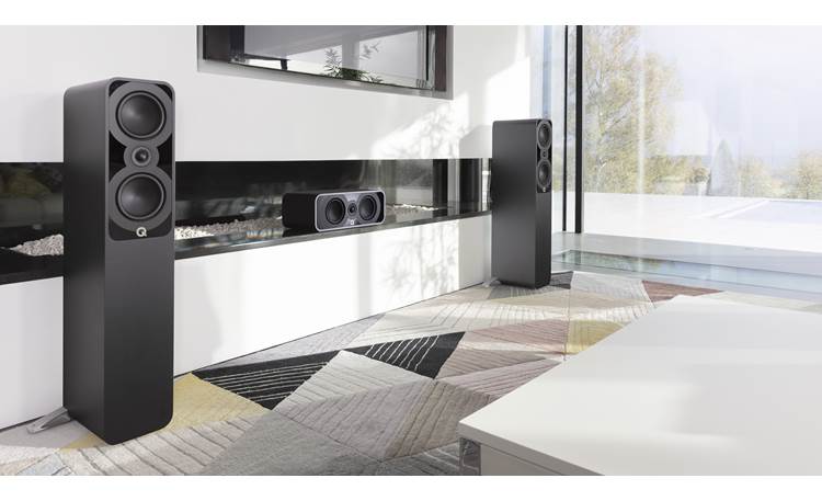 Q Acoustics 5040 Shown in a home theater setup (4090 center channel speaker and TV sold separately)