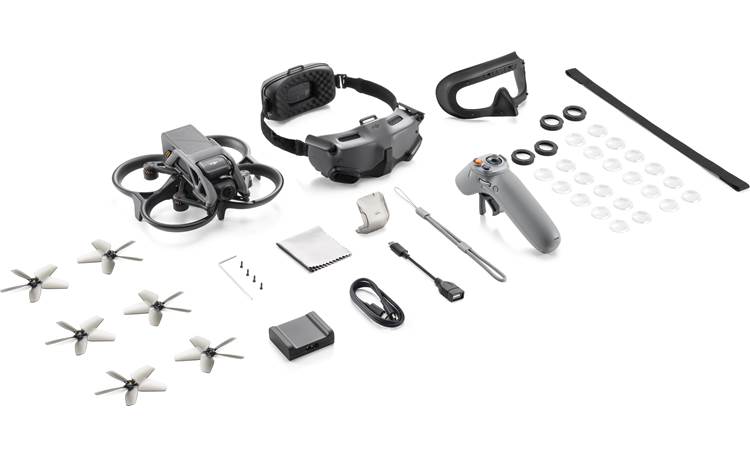 DJI FPV Explorer Combo Aerial drone bundle with gimbal-mounted 4K camera,  remote controller, and DJI Goggles Integra at Crutchfield