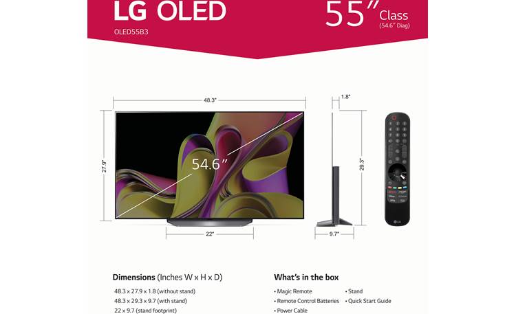 LG OLED55B3PUA Dimensions