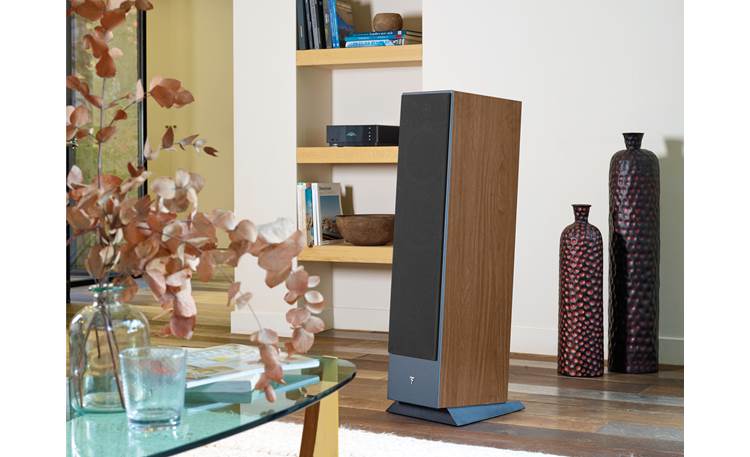 Focal Theva No.3 Included stand imparts upward tilt for an improved soundstage