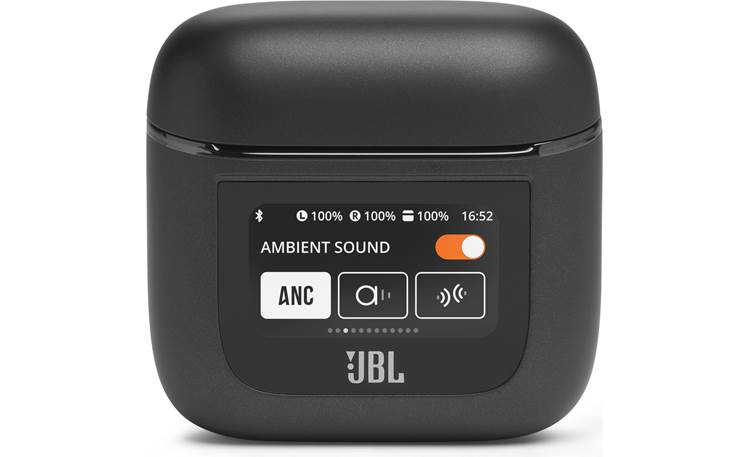 JBL Tour Pro 2 Color LED screen on case for control over settings, features, and functions