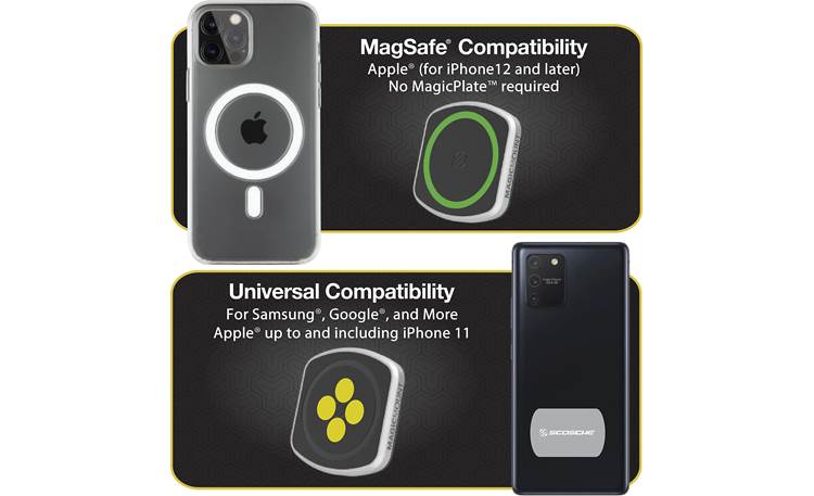 Scosche MagicMount™ Pro2 Cup Perfect for a MagSafe-compatible iPhone or use the included MagicPlate with other phone models