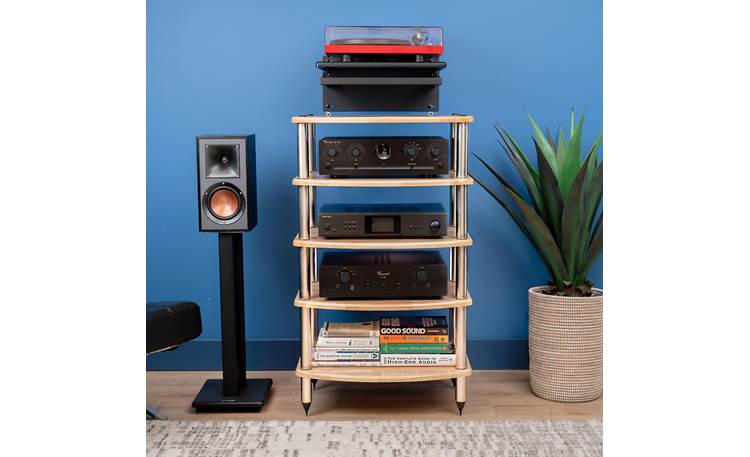 Pangea Audio Vulcan Parawood Audio Rack Shown with extra shelf  (available separately)