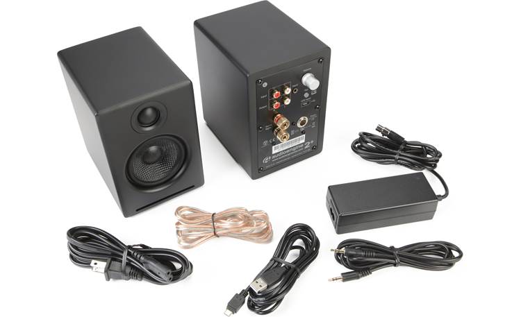 Audioengine A2+ Wireless shown with included accessories 