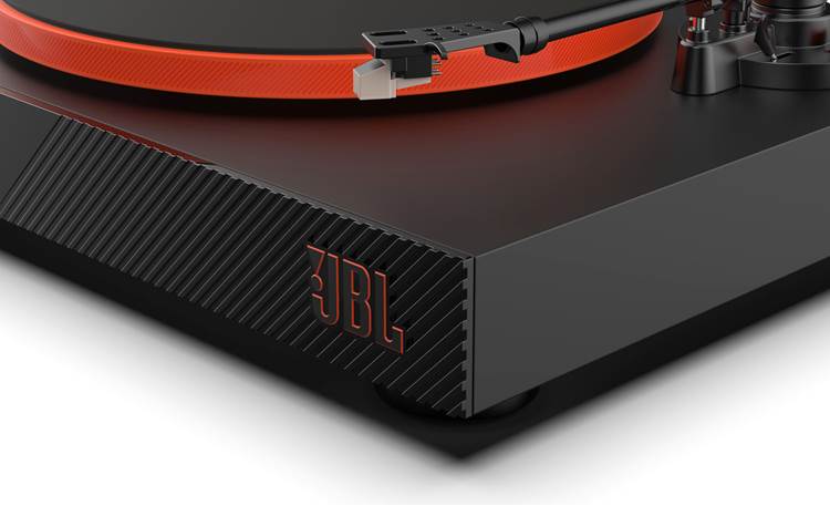 turntable JBL pre-mounted phono Crutchfield Semi-automatic cartridge, at Spinner belt-drive BT and preamp (Black/Orange) Bluetooth®, with