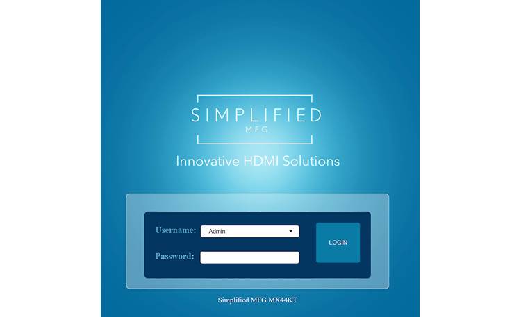 Simplified MFG MX44KT web interface log-in screen