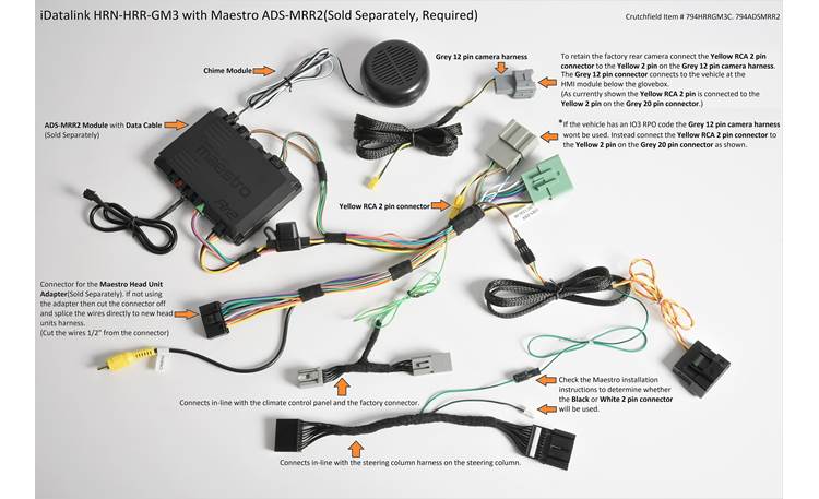 IDatalink MAESTRO ADS-MRR + HRN-HRR-GM2 T-Harness & Chime Speaker – For 2010+ GM Vehicles