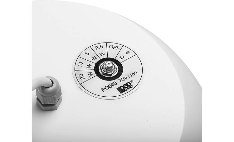 OSD PC640 70-volt tap settings at 2.5, 5, 10, and 20 watts plus 8-ohm bypass