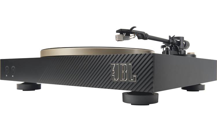 pre-mounted JBL BT belt-drive with cartridge, Bluetooth®, preamp phono at and Crutchfield Spinner Semi-automatic (Black/Gold) turntable