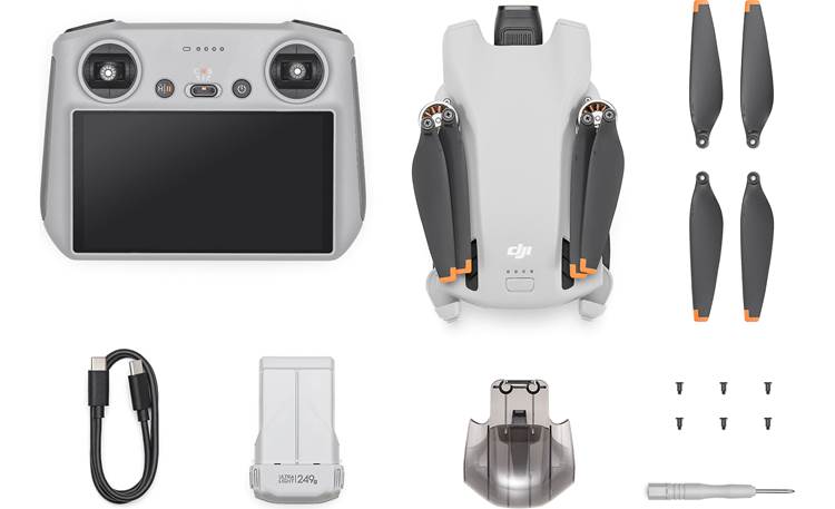 DJI Mini 3 with DJI RC Smart Controller Includes rechargeable flight battery, charging cable, gimbal protector, and spare propellers