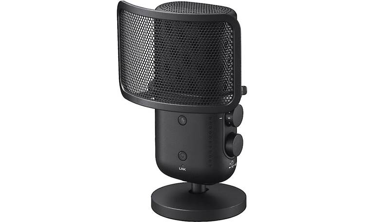 Sony ECM-S1 With plosive-suppressing pop filter attached