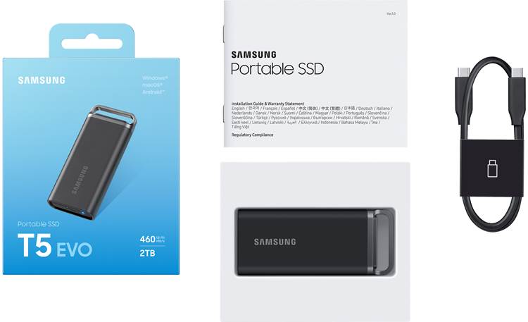 Samsung T5 EVO Shown with included USB-C cable