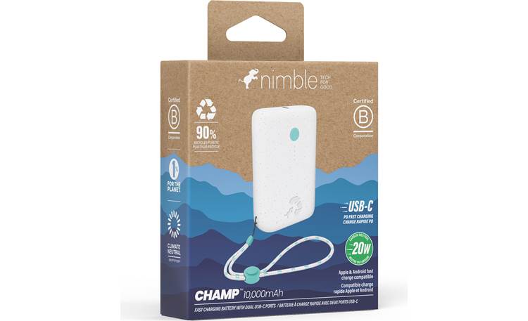 Nimble CHAMP Portable  Charger 100% plastic-free packaging