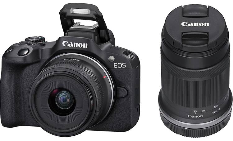 Canon EOS R50 Two Lens Kit 24.2-megapixel APS-C mirrorless camera with RF-S  18-45mm and 55-210 zoom lenses, Wi-Fi®, and Bluetooth® at Crutchfield