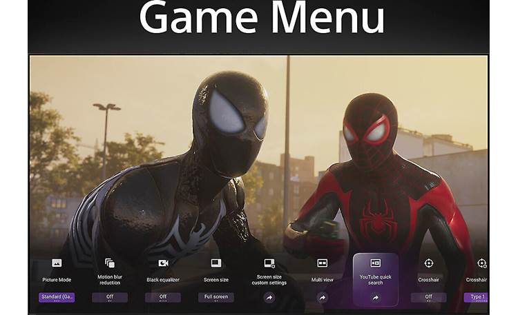 Sony BRAVIA 9 (K75XR90) Game menu offers quick access to game settings