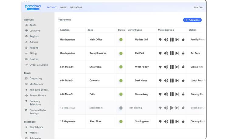 Pandora CloudCover CloudBox Browser-based control for all playback devices on your account
