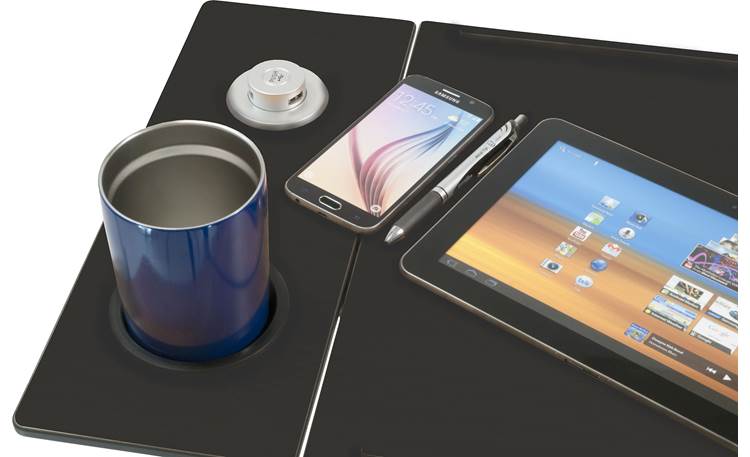 WiseLift Table Oversized cupholder and pop-up USB hub