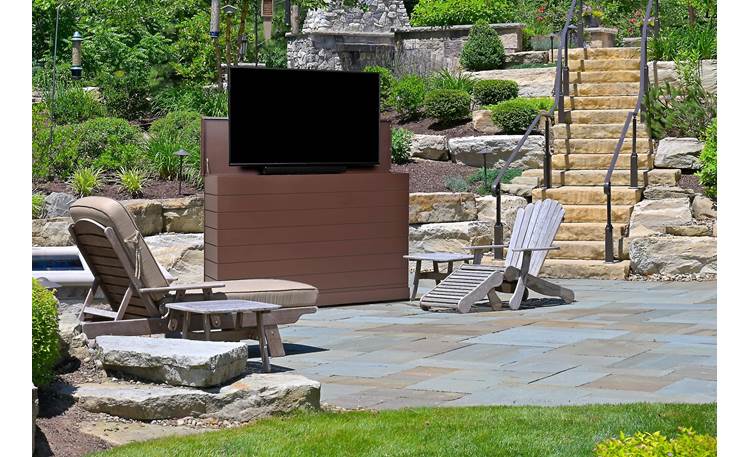 Large Outdoor Shiplap TV Lift Cabinet ideal for outdoor TVs