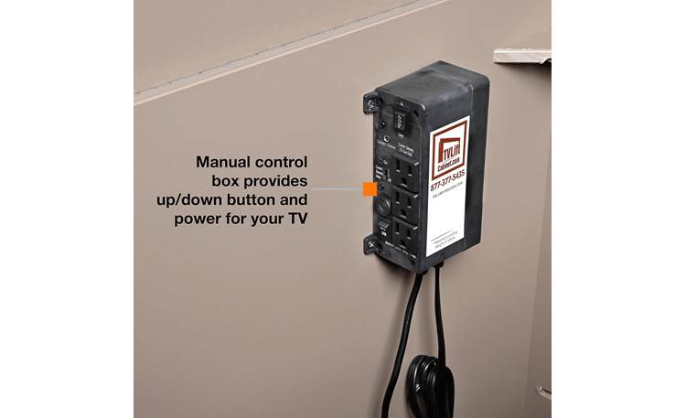Large Outdoor Shiplap TV Lift Cabinet Manual control box with three outlets