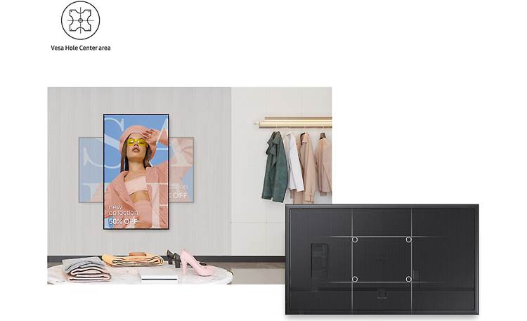 Samsung QB55C Central mounting holes let you install the TV horizontally or in portrait mode