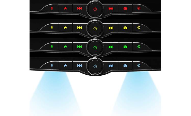 BOSS Audio Elite BE9ACP.XC The variable color button and lower bezel illumination let you pick the interior colors you want (images of four colors shown)