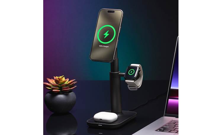 mophie 3-in-1 extendable stand with MagSafe Charge your iPhone, Apple Watch, and AirPods simultaneously