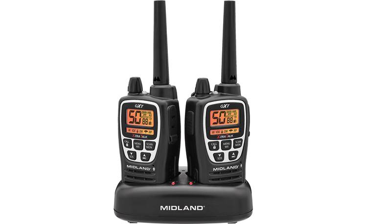 Midland GXT3000VP4 50-channel two-way radio kit with charging dock at ...