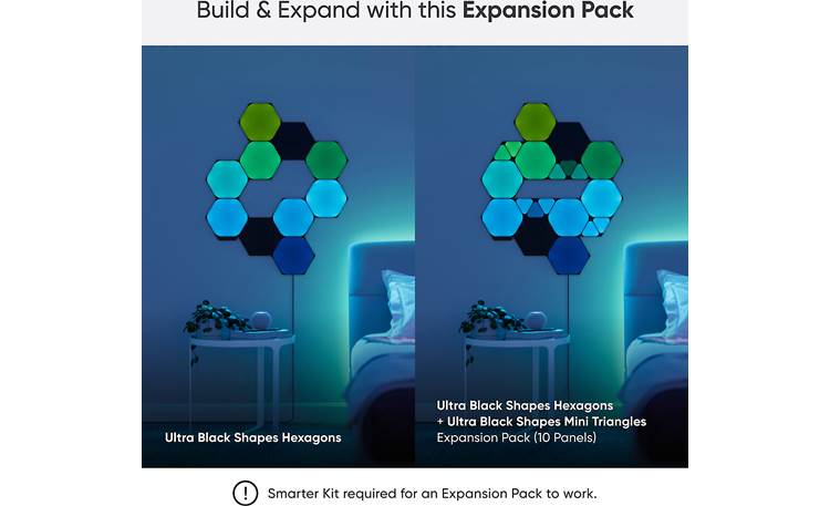 ナノリーフ Ultra Black Triangles Smarter Kit Nanoleaf Shapes Black Triangle LED Wall Lights, Smart RGBW Gaming