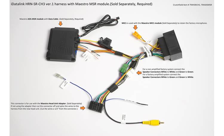 Mach Msr Module iDatalink HRN-SR-CH3 Vehicle-specific Harness ( ADS-MSR module also ...