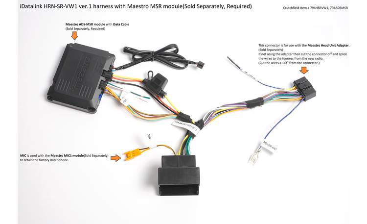 iDatalink HRN-SR-VW1 Vehicle-specific Harness ( ADS-MSR module also ...