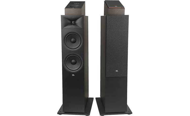 JBL Stage 240H Shown on Stage 2 floor-standing speakers (sold separately) with and without grilles