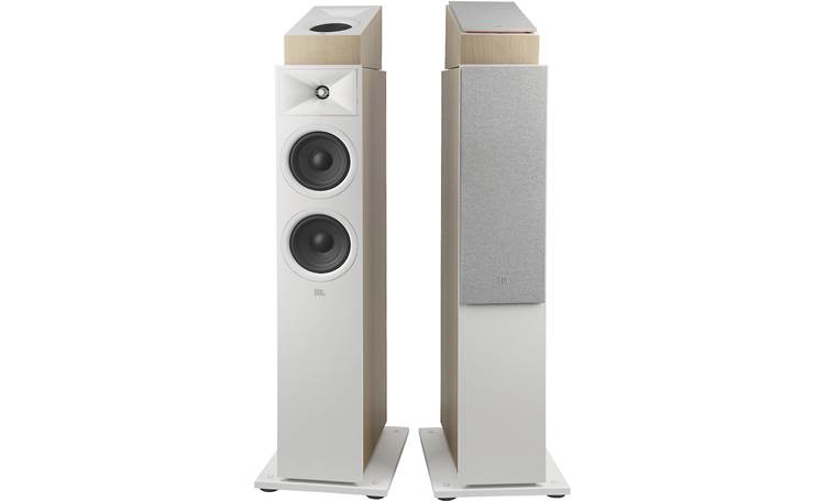 JBL Stage 240H Shown on Stage 2 floor-standing speakers (sold separately) with and without grilles
