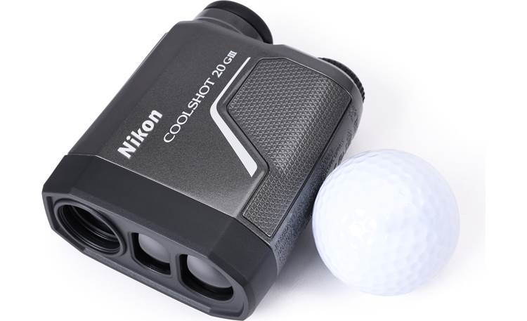 Nikon Coolshot 20 GIII Golf ball shown for scale 