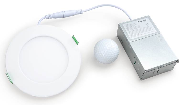 Nanoleaf Matter Ultra Slim Downlight Golf ball shown for scale 